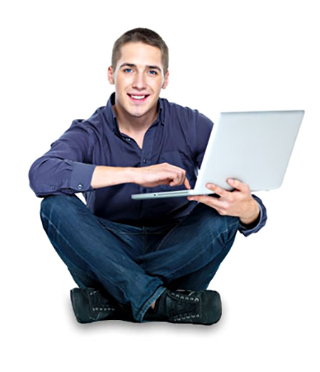 Picture of a young guy holding a laptop for the WordPress Theme Installation service
